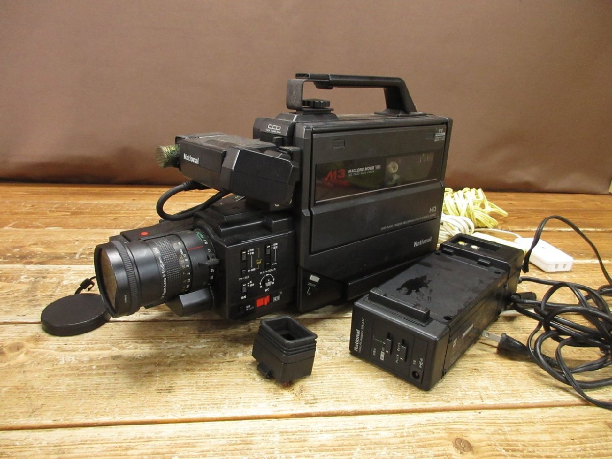 【TX-4253】National ナショナル VHSビデオカメラ マックロードムービー NV-M3 VW-AM1 アダプター セット 現状品 東京引取可【千円市場】拍卖