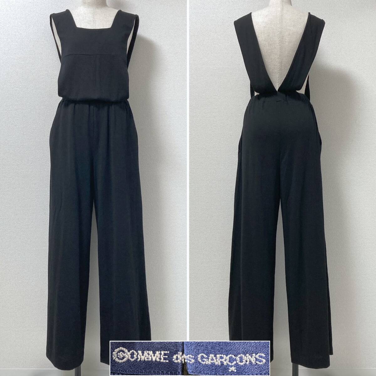 AD1994 青山 COMME des GARCONS ウール オールインワン 無地 黒 コムデギャルソン サロペット オーバーオール 90s VINTAGE archive 5050592拍卖
