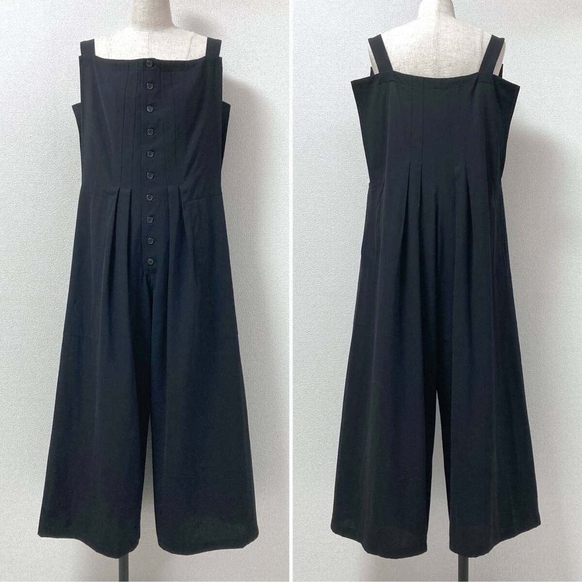 90s Yohji Yamamoto Femme ウールギャバ 2タック ワイド オールインワン 黒 ブラック ヨウジヤマモト サロペット VINTAGE archive 5060658拍卖