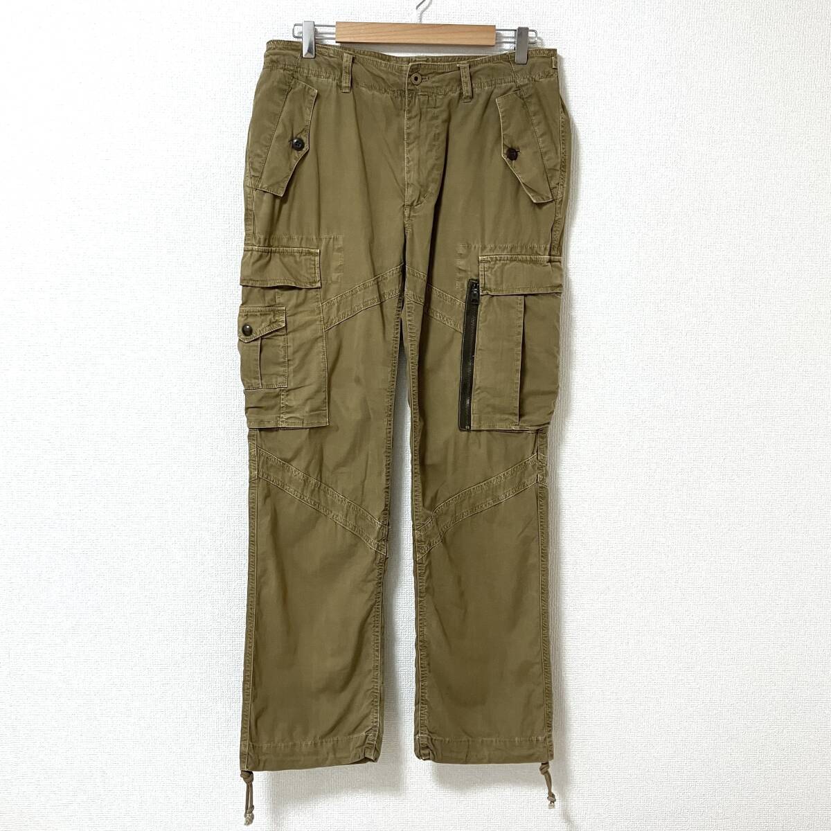 紺タグ POLO RALPH LAUREN ジップ 多ポケット カーゴパンツ ベージュ W33 ポロ ラルフローレン ミリタリー ワーク 月桂樹 ボタン 5060251拍卖