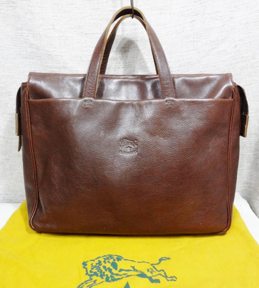 【美品 希少】 IL BISONTE イルビゾンテ オールレザー ビジネスバッグ 書類鞄 A4収納 トートバッグ ハンドバッグ拍卖