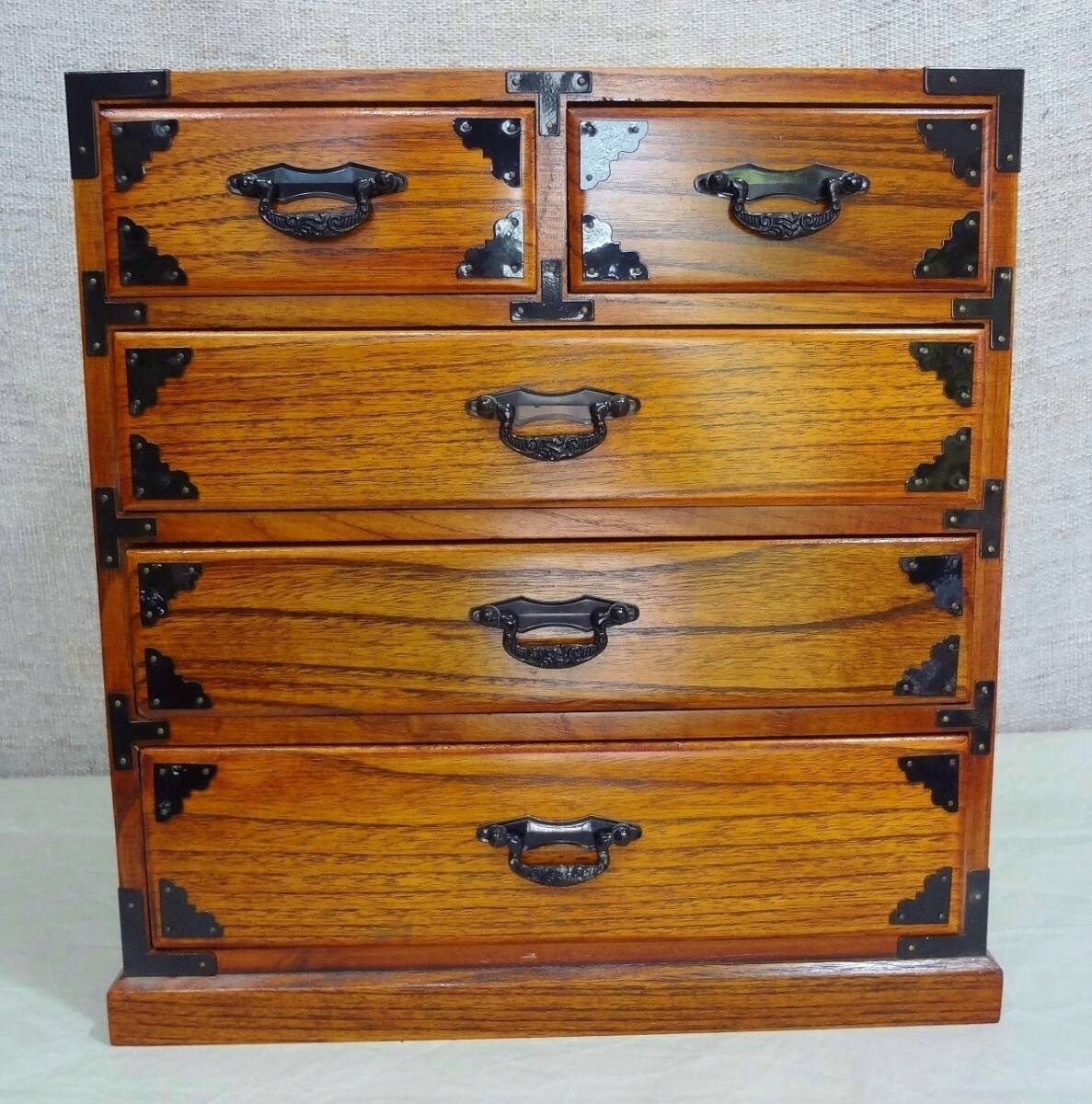 【アンティーク 良品】ミニ和箪笥 小箪笥 和風家具 五引き出し ミニチェスト 昭和レトロ拍卖