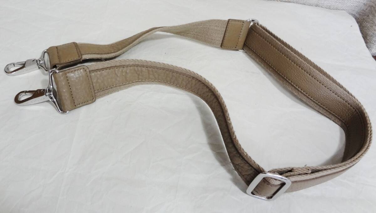 【美品】PELLE MORBIDA ペッレモルビダ ショルダーベルト ストラップ ベージュ色 レザー×キャンバス 拍卖