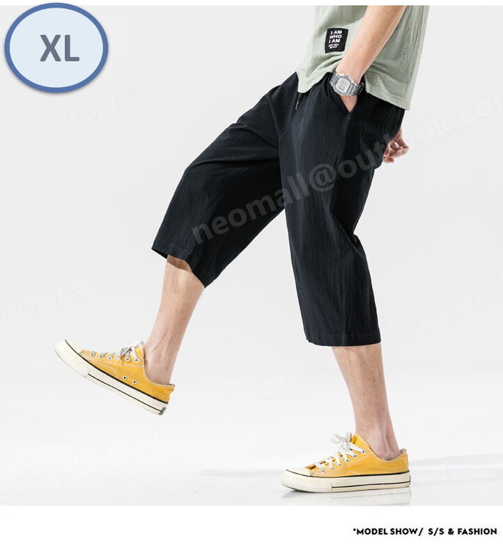 1スタ ☆ メンズ 七分丈 パンツ ブラック サイズXL 【092】拍卖