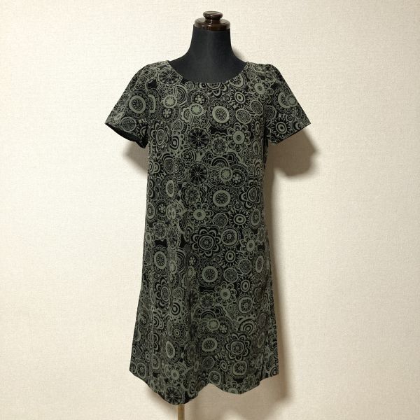 送料込み■ホコモモラ/Jocomomola de Sybilla■状態良好 総柄プリント 薄手コーデュロイ 半袖ワンピース 40サイズ拍卖