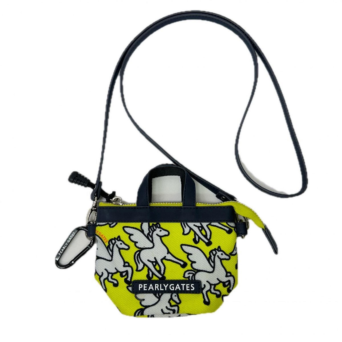 coco 中古 パーリーゲイツ PEARLY GATES ボールポーチ イエロー ペガサス柄 ショルダー カラビナ付き レターパックプラス発送可 K021164拍卖