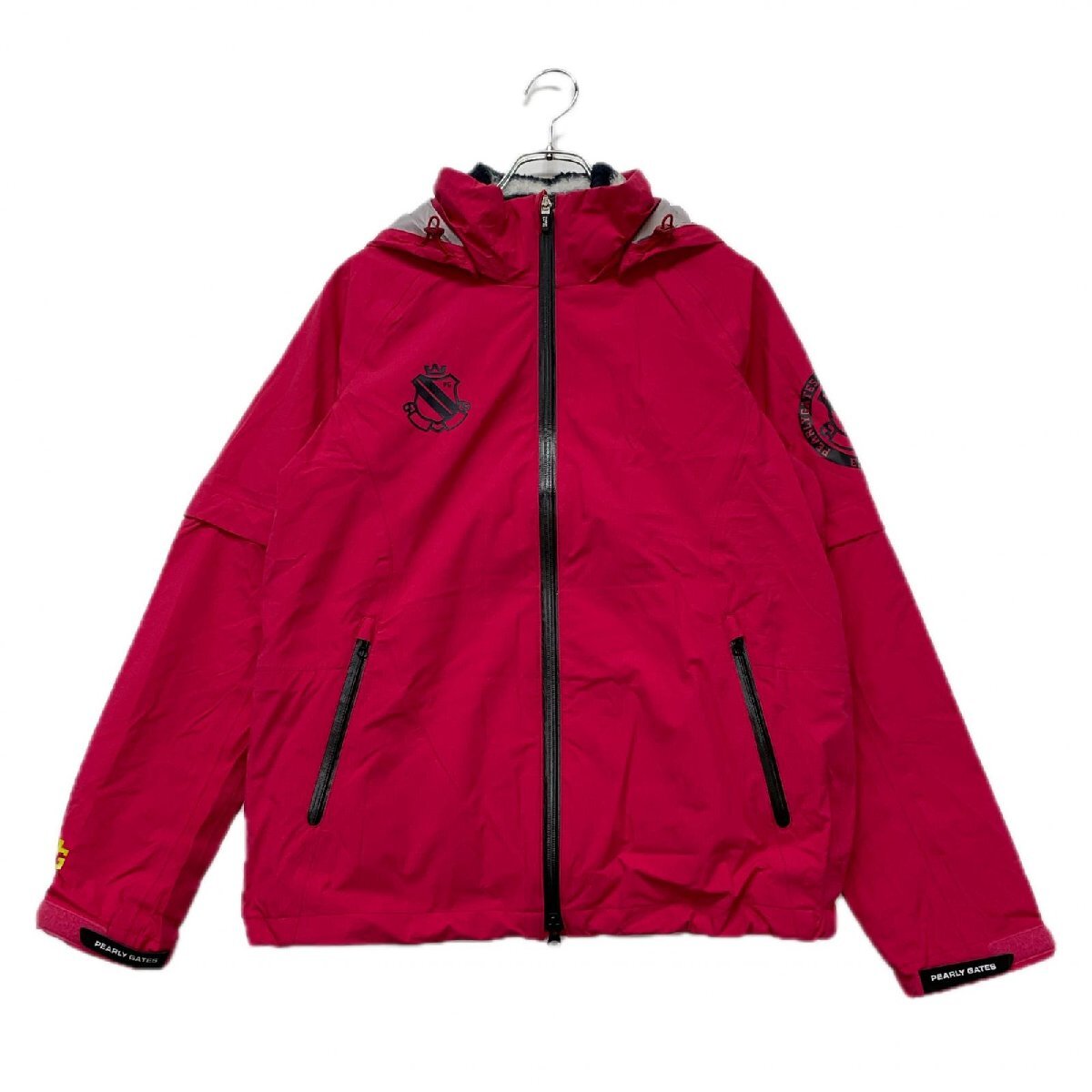 coco 中古 パーリーゲイツ PEARLY GATES レディース ダブルジップブルゾン 1(M) ピンク 紺×白 ボーダー インナーベスト付き 120937拍卖