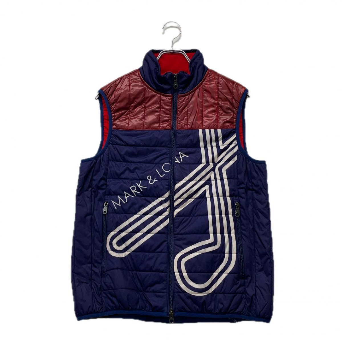coco 中古 マークアンドロナ メンズ ベスト 46(M) 紺系 ネイビー系 中わた ダブルジップ ストレッチ レターパックプラス発送可 120916拍卖