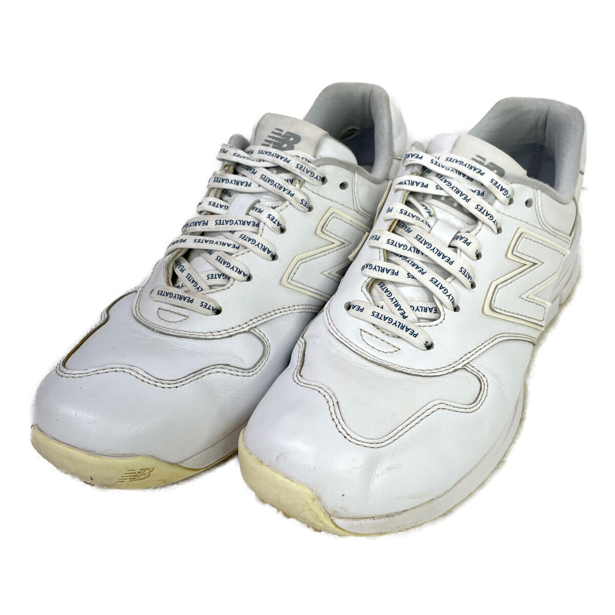 coco 中古【値下げ】 パーリーゲイツ PEARLY GATES ゴルフシューズ 24.5cm 白 ニューバランスコラボ UGS1400 スパイクレス K017511拍卖