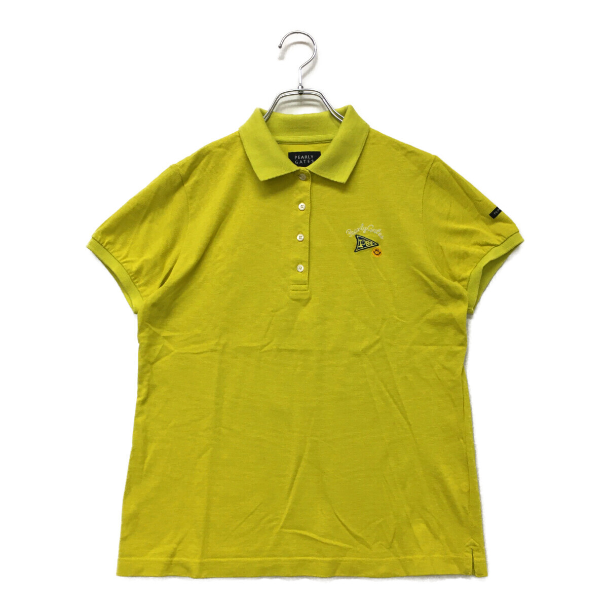 coco 中古【値下げ】 パーリーゲイツ PEARLY GATES レディース 半袖ポロシャツ 2(L) ライムイエロー レターパックプラス発送可 118227拍卖