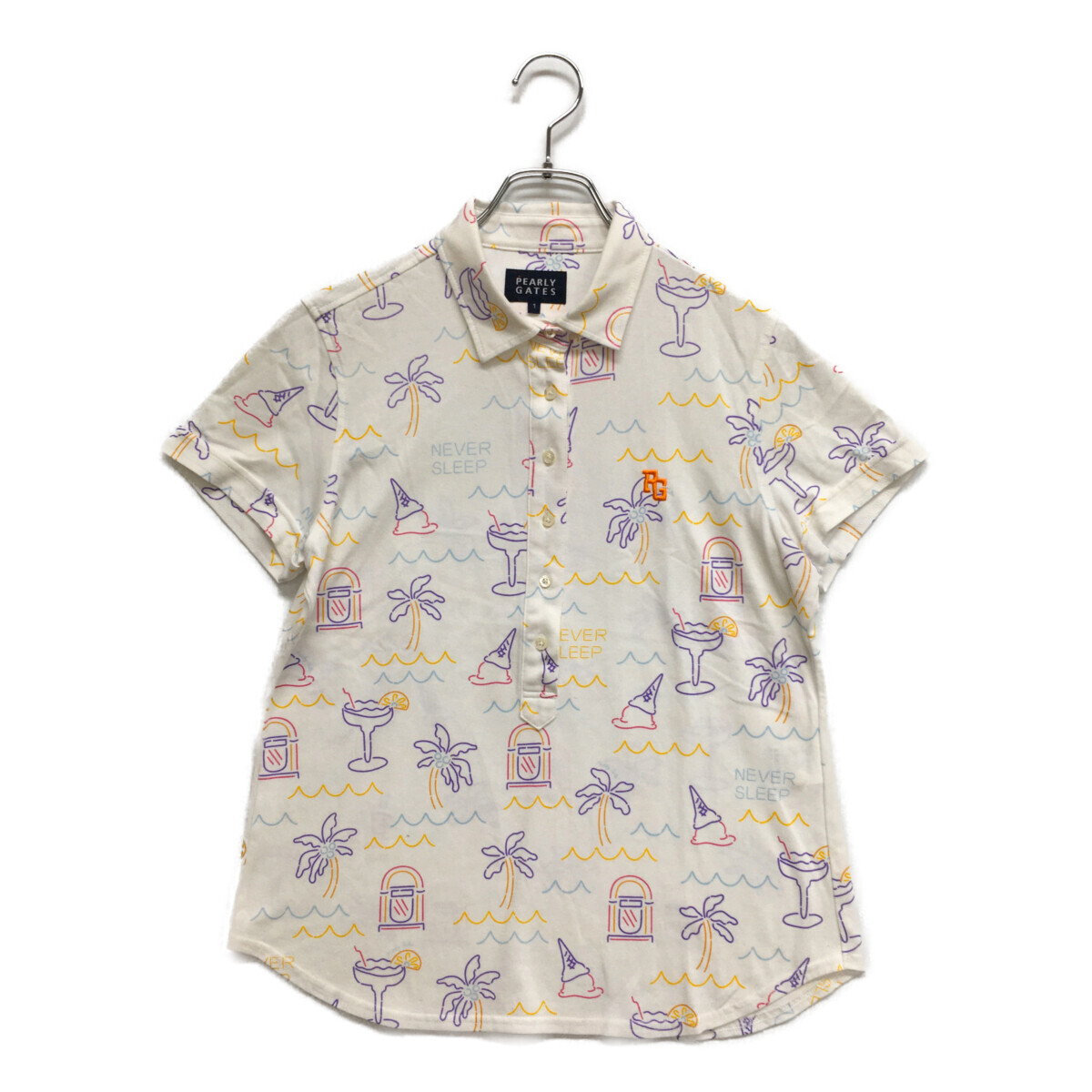 coco 中古【値下げ】 パーリーゲイツ PEARLY GATES レディース 半袖ポロシャツ 1(M) 白系 ホワイト ネコパケ発送可 120166拍卖