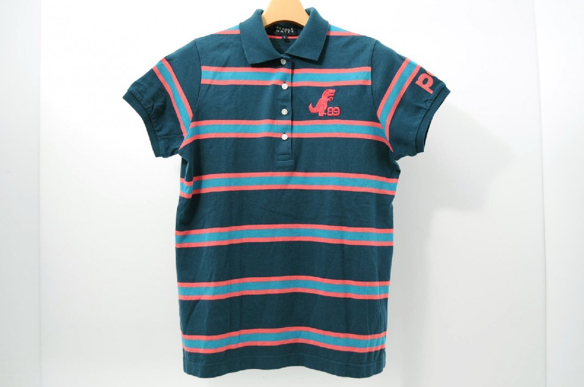 coco 中古【値下げ】 パーリーゲイツ PEARLY GATES レディース 半袖ポロシャツ 0(S) 紺×青×ピンク ネコパケ発送可 63170拍卖