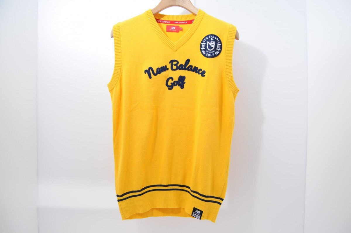 coco 中古【SALE】ニューバランスゴルフ New Balance golf メンズ ベスト 5(L) 黄色 Vネックニット レターパックプラス発送可 60504拍卖