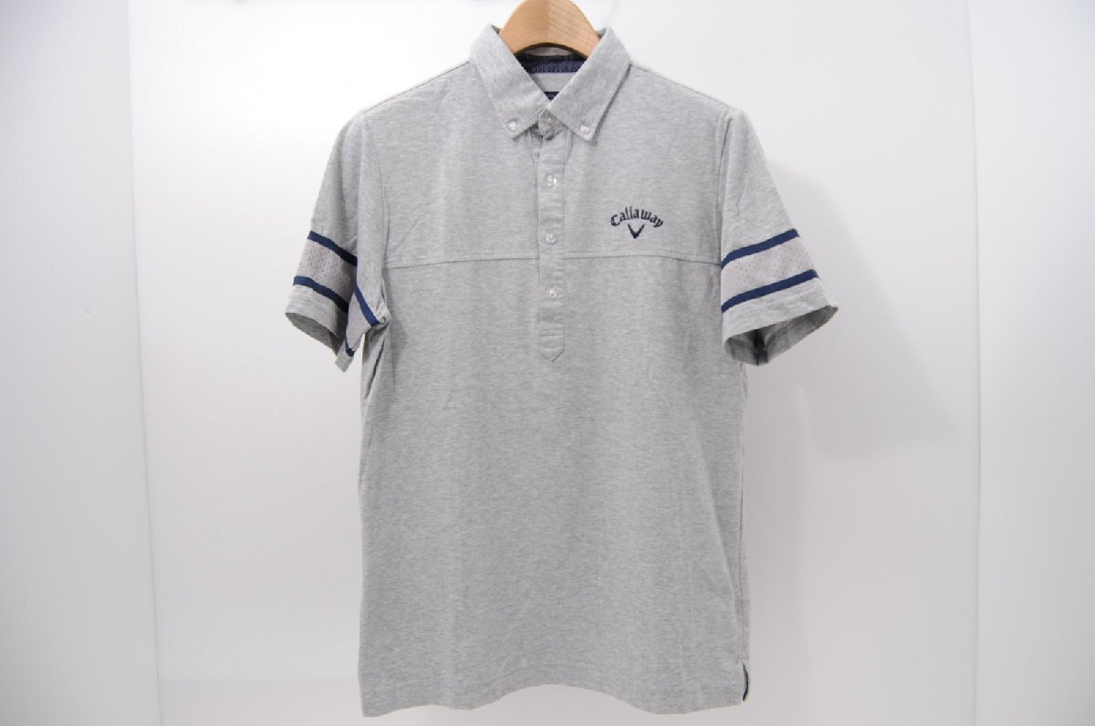 coco 中古【SALE】キャロウェイ Callaway メンズ 半袖ポロシャツ L グレー ボタンダウン シンプル レターパックプラス発送可 63111拍卖