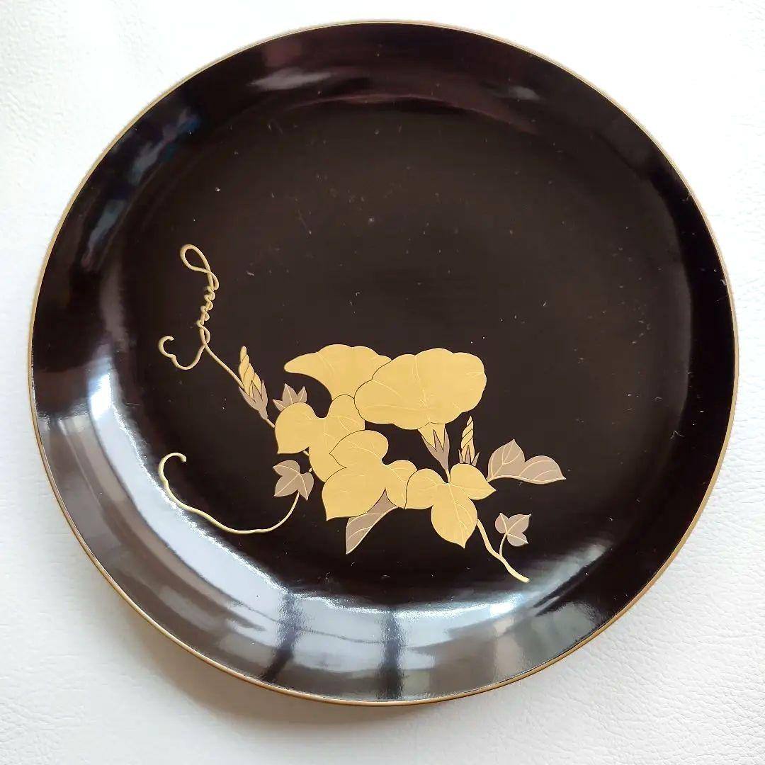 ★即決 送料込み★【漆器】輪島塗 皿 金蒔絵 金縁 天然木 漆塗 花 朝顔 花柄拍卖