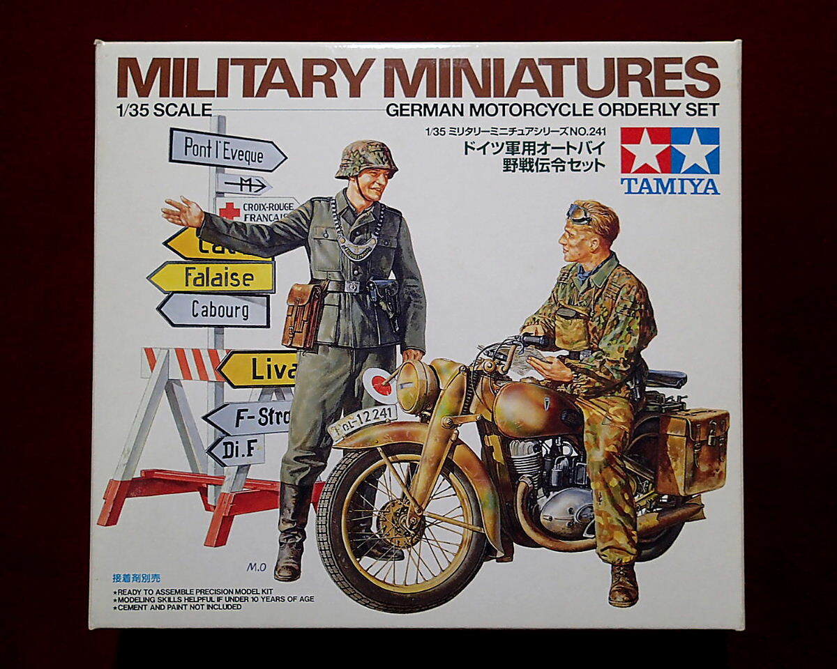 ★タミヤ(35241) 1/35 ww2 ドイツ軍用オートバイ(DKW NZ350) 野戦伝令セット 兵士(2体)/道標付(クリックP:185円他)拍卖