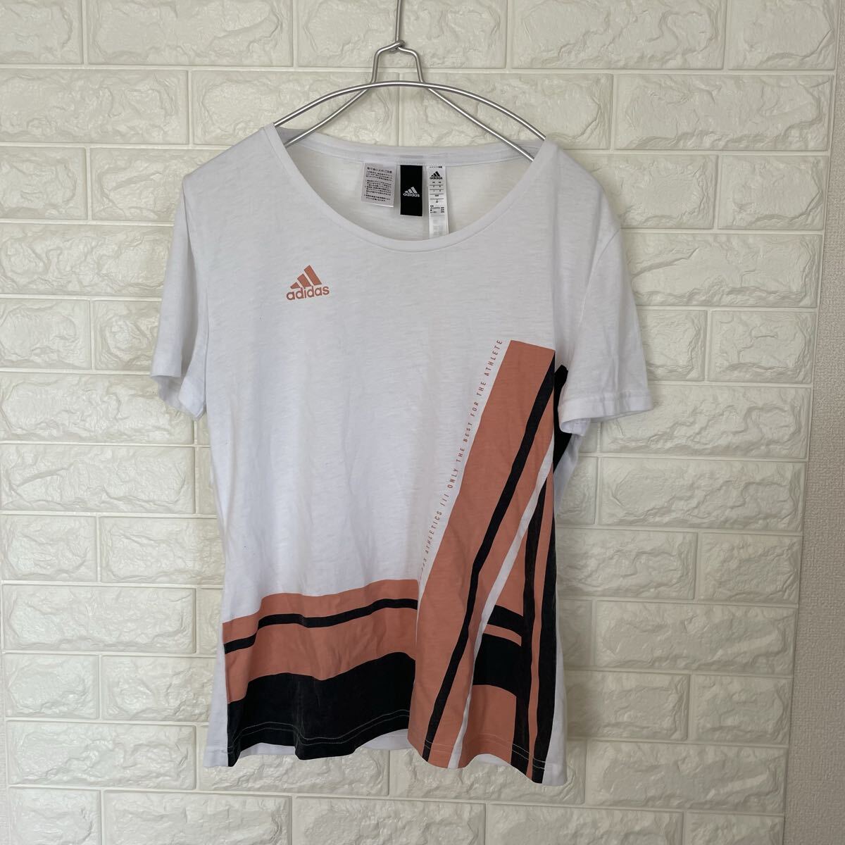 adidas 半袖Tシャツ ホワイト/ピンク/ブラック サイズOT拍卖