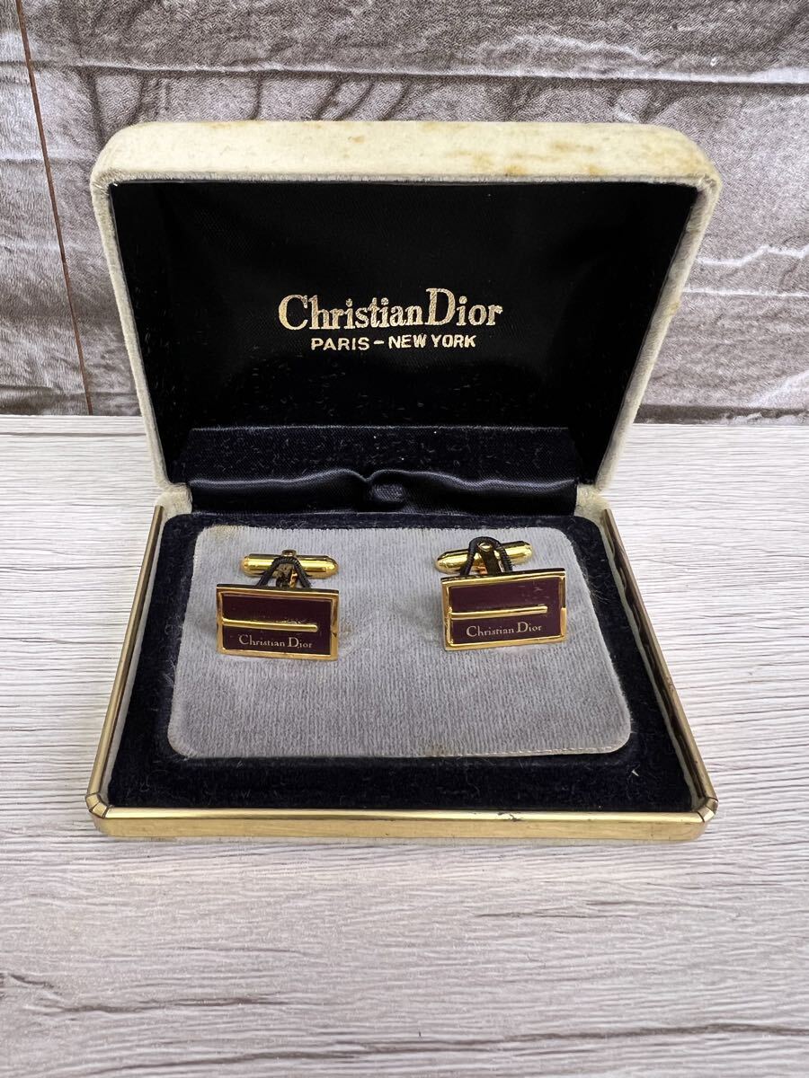 Dior ディオール バーガンディ カフス アクセサリー メンズ ゴールド拍卖
