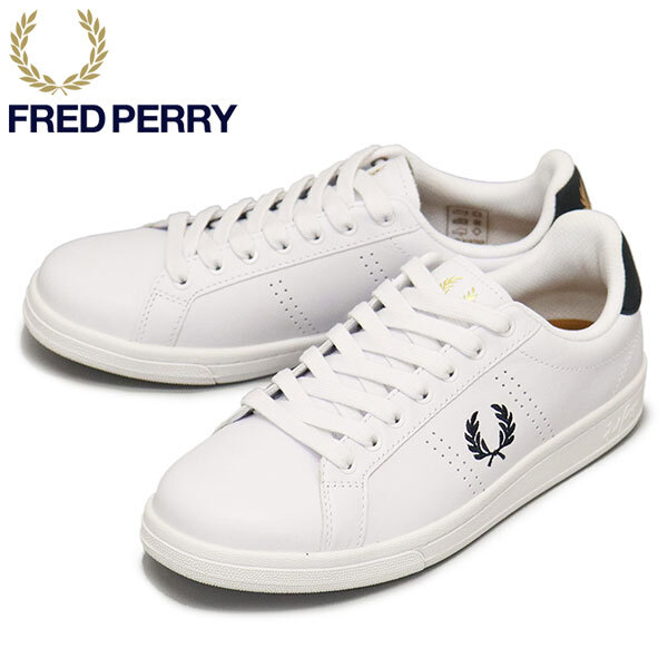 FRED PERRY (フレッドペリー) B6312 B721 LEATHER レザーシューズ 567 WHITExNAVY FP527 25.0cm拍卖