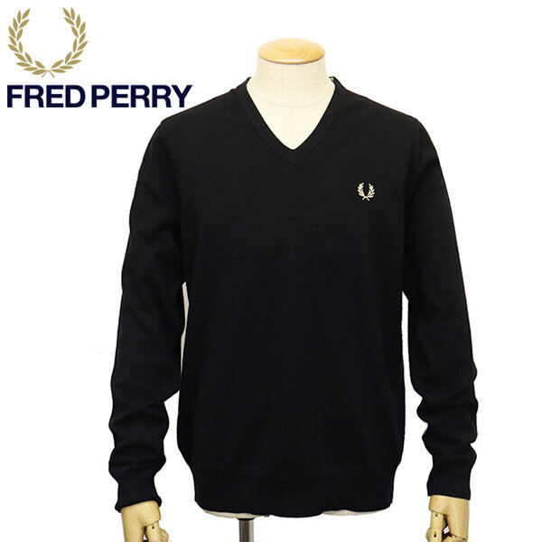 FRED PERRY (フレッドペリー) K9600 CLASSIC V NECK JUMPER Vネック セーター FP522 198BLACKM拍卖