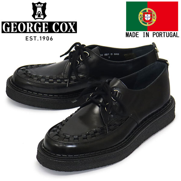 GEORGE COX (ジョージコックス) INTERLACE HATTON ラバーソール レザーシューズ 040 BLACK UK9-約28.0cm拍卖