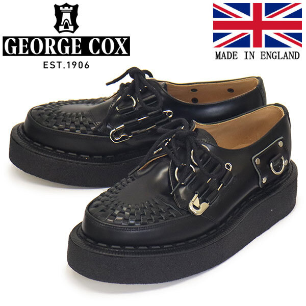 GEORGE COX (ジョージコックス) SAFETY PIN SKIPTON 15426(15502) VI ラバーソール レザーシューズ 040 BLACK UK7.5-約26.5cm拍卖