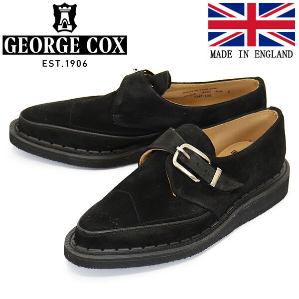 GEORGE COX (ジョージコックス) STRUMMER MONK 4200 ラバーソール レザーシューズ 090 BLACK SUEDEUK9-約28.0cm拍卖