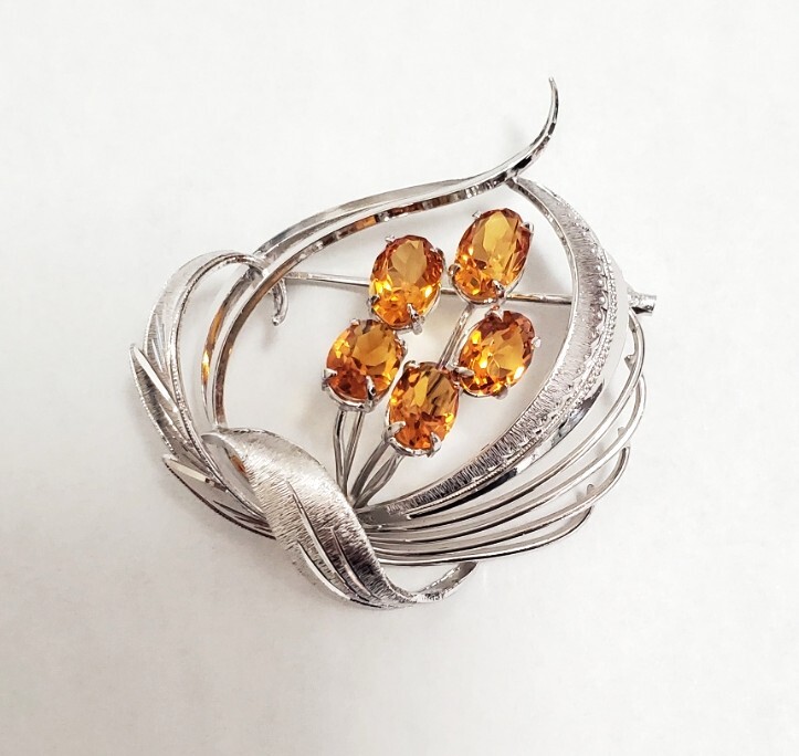 SILVER シルバー刻印 シトリン ブローチ レディース アクセサリー 7,5g 美品拍卖