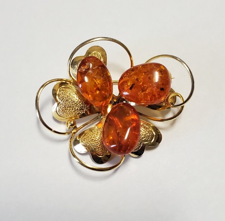 琥珀 コハク ブローチ レディース アクセサリー 6,2g きれいめ拍卖