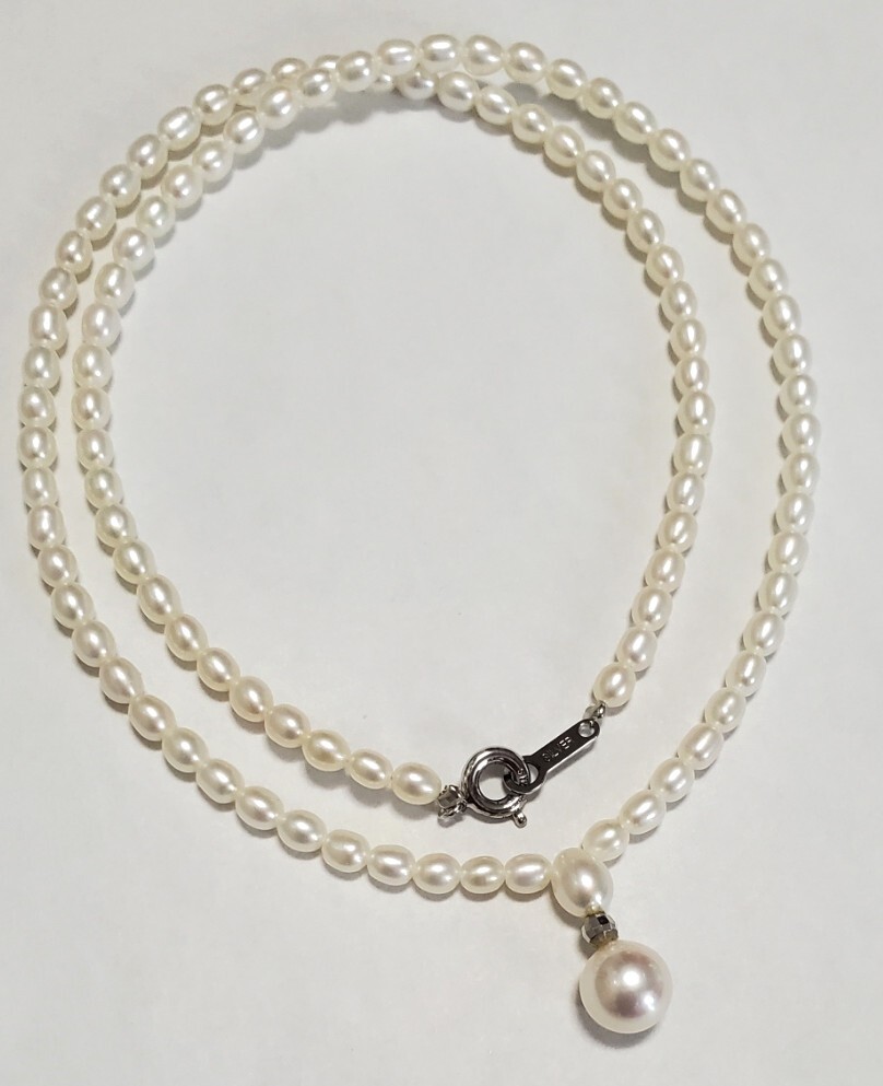 SILVER シルバー刻印 本真珠 アコヤ 7,3㎜ ネックレス レディース アクセサリー 7,7g 42㎝ 美品拍卖
