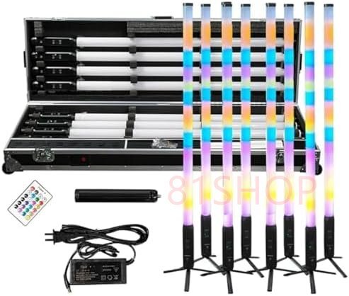 充電式 DJ ライト 360° ピクセル LED チューブ、8 個の RGBWA チューブライトステージライト、フルカラーワイヤレス拍卖