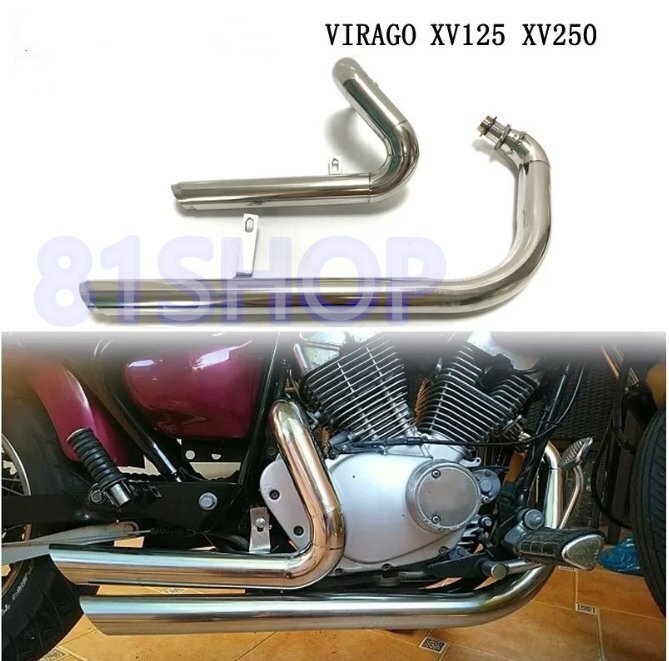 ビラーゴ250/XV125/XV250用 ステンレス製フルエキゾーストマフラー(クローム)拍卖