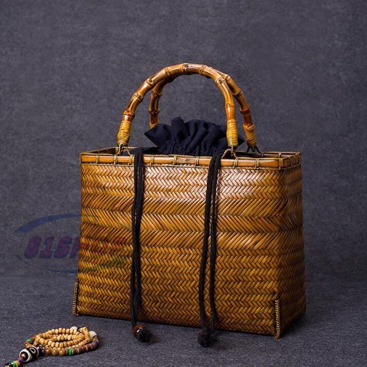 「81SHOP」竹製品★職人手作り 竹編みバッグ 竹細工 收納 竹編包 小物入れ籠 ハンドバッグ拍卖