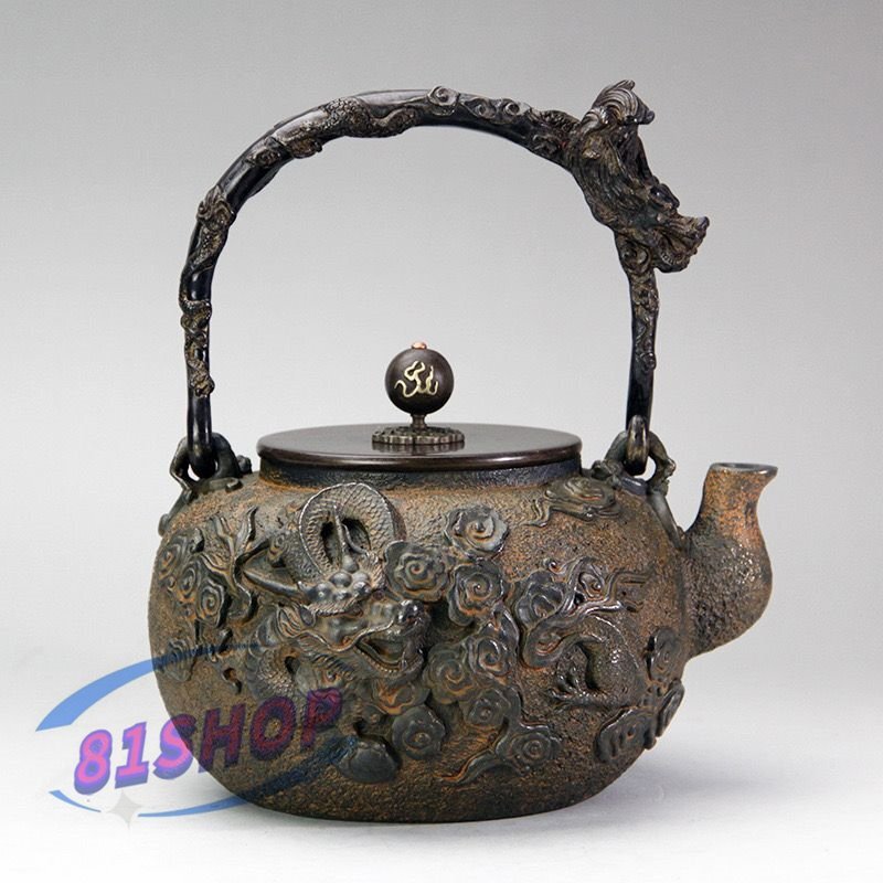 「81SHOP」高品質 1300ML 鉄瓶 鋳鉄製の壷 手作り鉄 大容量 鉄壺 白肌鉄瓶コーティングなしやかんを沸かす お茶の道具拍卖