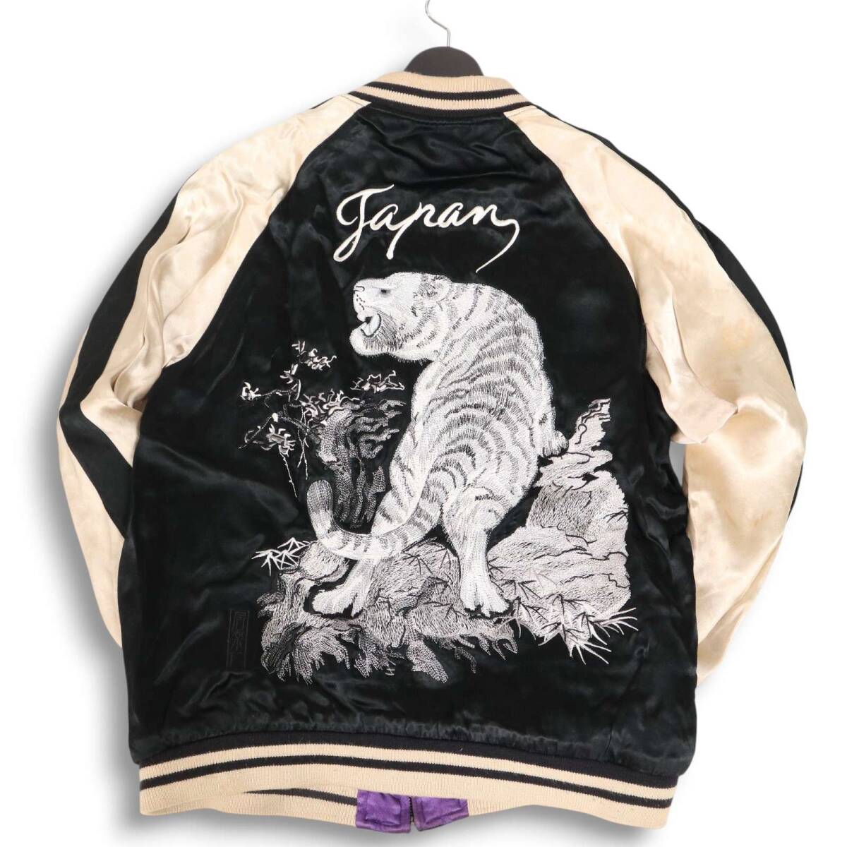 IOLANI 居楽仁 イオラニ 通年 白虎 虎 刺繍★ リバーシブル スカジャン スーベニア ジャケット ブルゾン Sz.L メンズ拍卖
