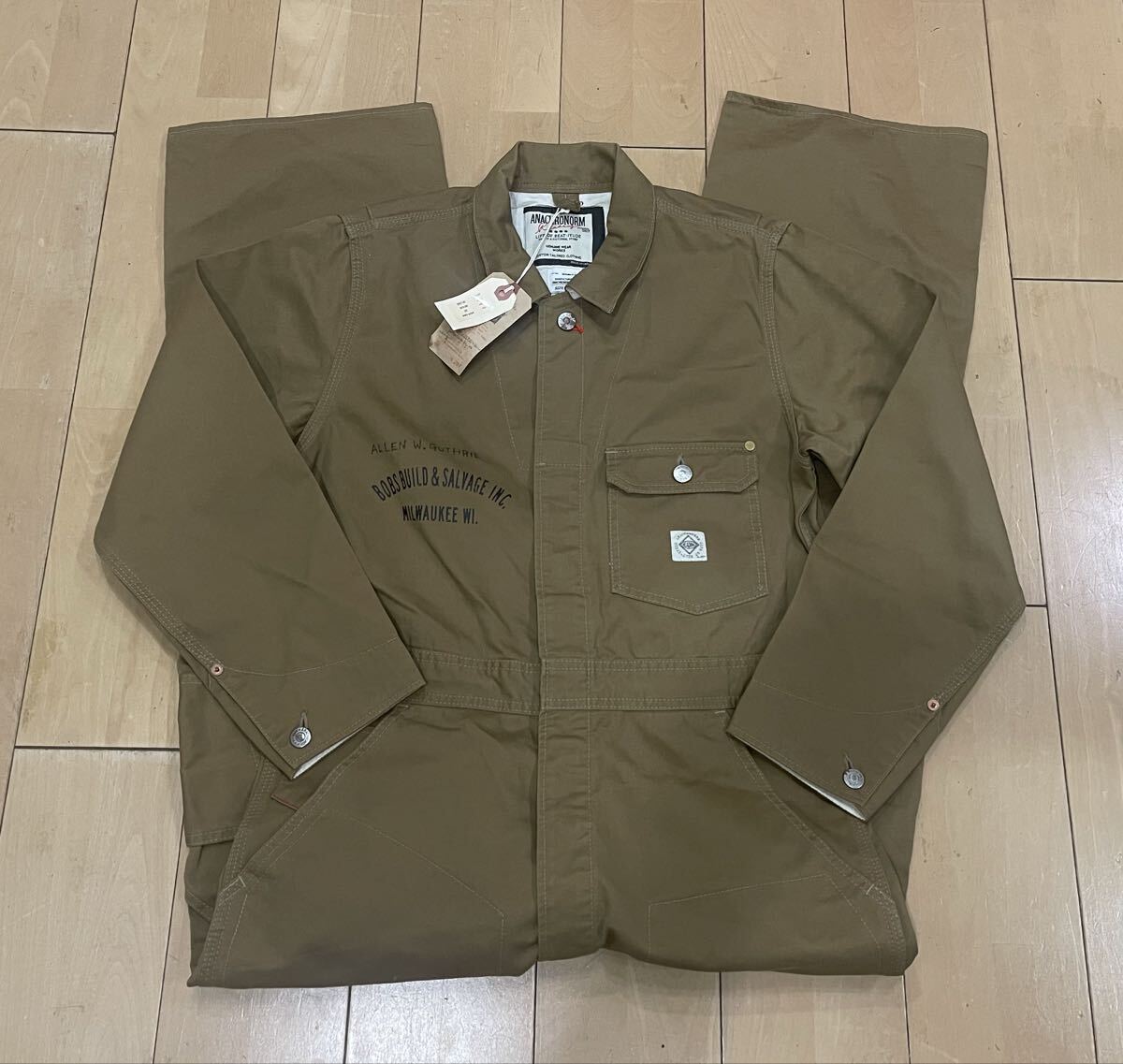 anachronorm アナクロノーム Button-Fly Work Jumpsuits(One Wash) つなぎ オールインワン サイズ30 ベージュ 未使用新品拍卖