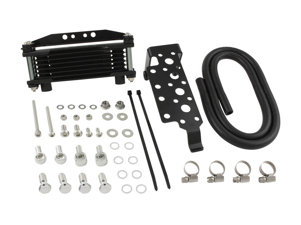 エイプ100タイプD用オイルクーラー コア 8段:フレームマウント(ブラックコア×ガンメタパイプ)_シフトアップ拍卖