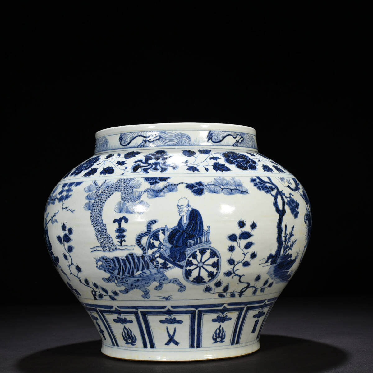 元青花 成吉思汗款 鬼谷下山人物大壺 古玩 骨董 美術品 骨董品 時代物 古美術 唐物拍卖