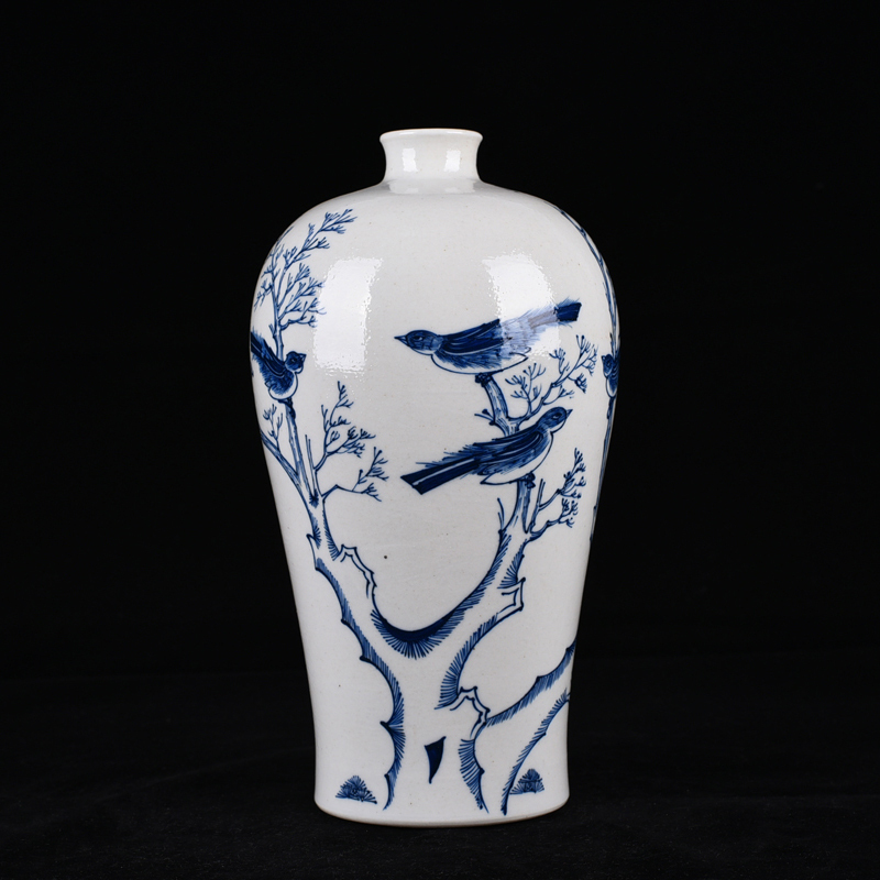 清時代 光緒 青花 染付花鳥梅瓶 唐物 箱付き 陶磁器 中国美術 古美術 置物 骨董品 H49拍卖