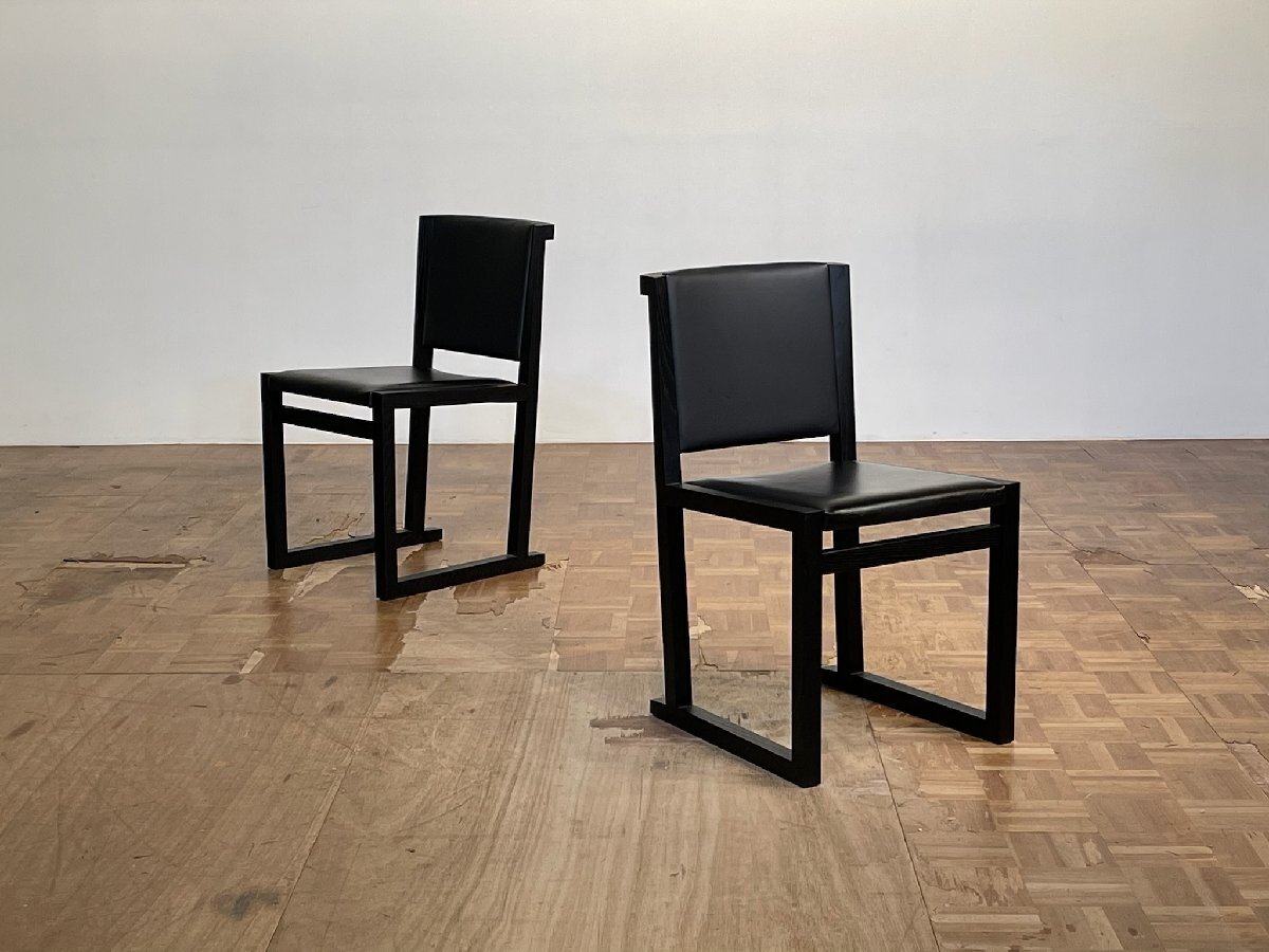 ts290/|B&B Italia MAXALTO名作 Antonio Citterio オーク無垢 MUSA/ムサ レザーダイニングチェア×2|カッシーナ 本革 フレックスフォルム拍卖