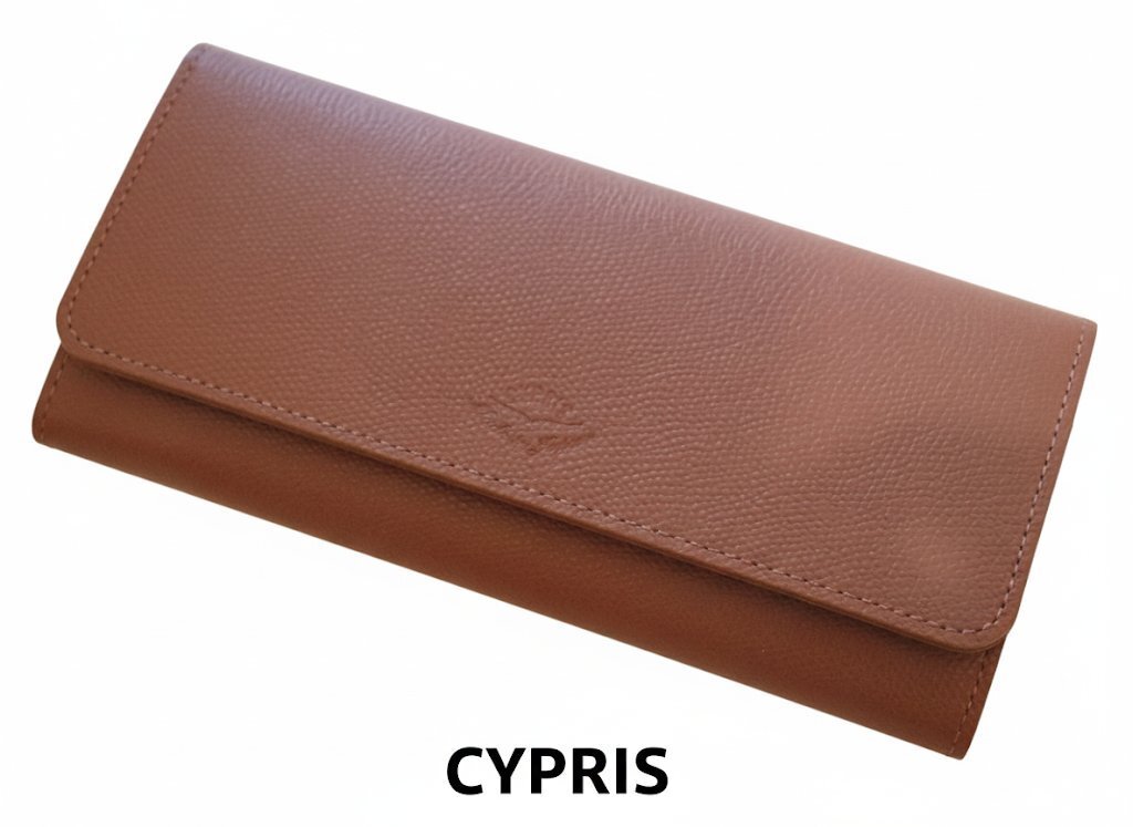 CYPRISキフリス新品レザー長財布29700円茶ピンク系 ハニーセル拍卖