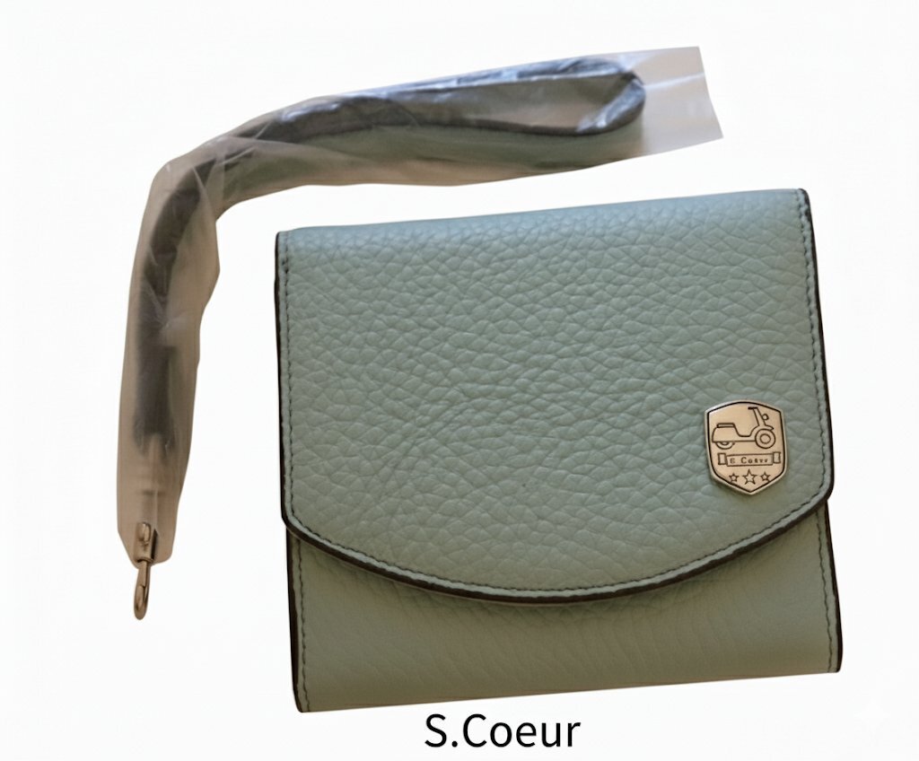 S.Coeurエスクール新品レザー三つ折り財布ストラップ付拍卖