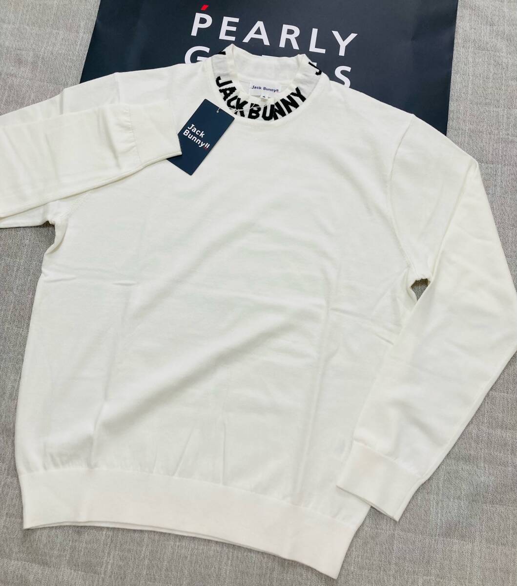 新品 パーリーゲイツ ジャックバニー ロゴハイネックニットプルオーバー(6)サイズLL/白 JACK BUNNY拍卖