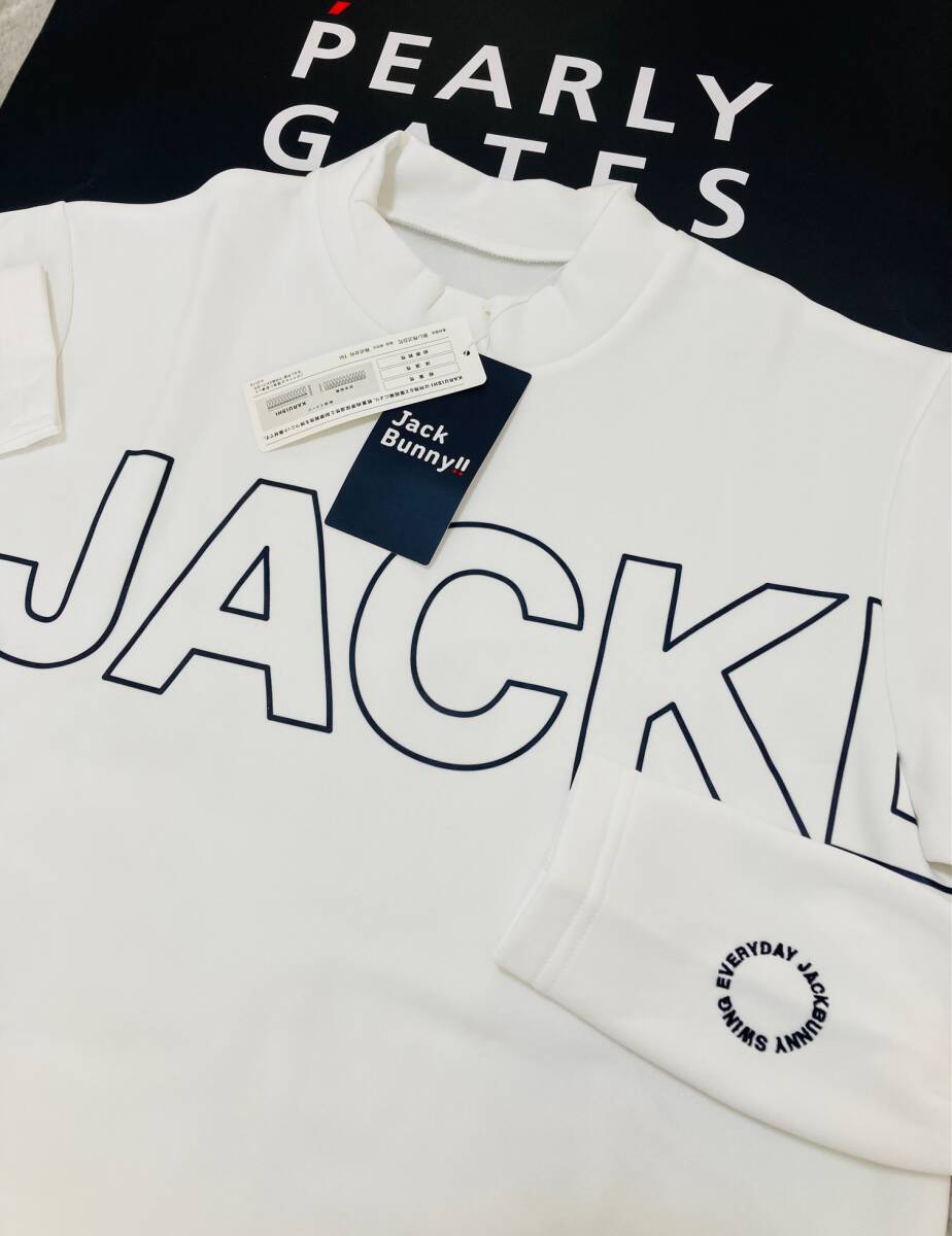 新品 パーリーゲイツ ジャックバニー KARUISHI ECO 長袖モックネックカットソー(5)サイズL/白 JACK BUNNY 軽量保温拍卖