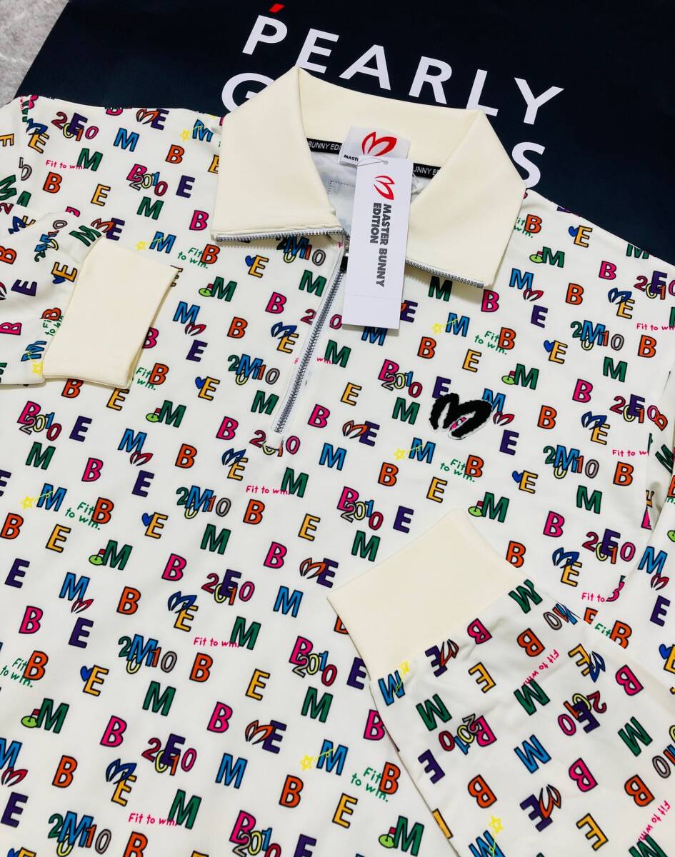 新品 パーリーゲイツ マスターバニー 4WAYトリコット マルチカラーMBEプリント ジップアップカットソー(6)サイズLL/白 MASTER BUNNY拍卖