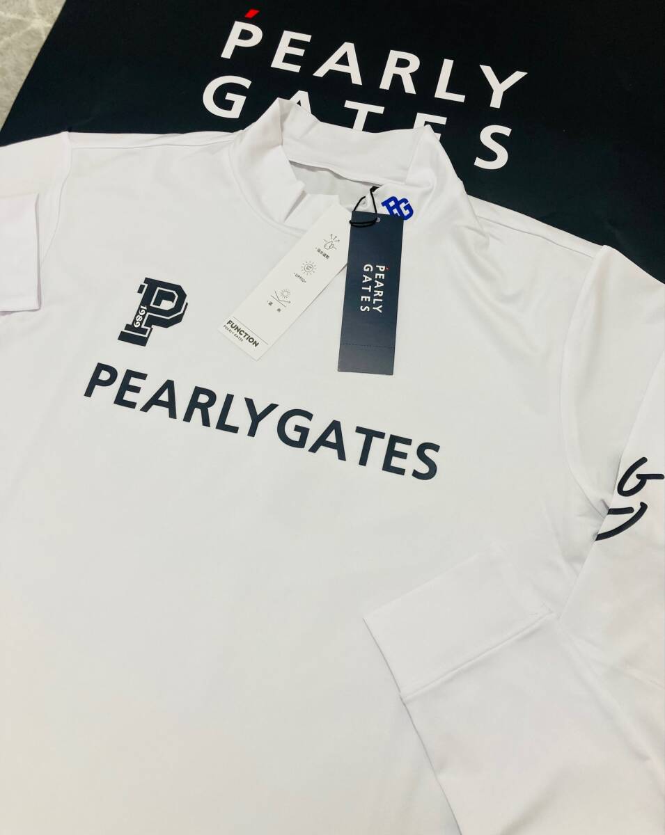 新品 パーリーゲイツ ベアカノコ長袖モックネックカットソー(5)サイズL/白 PEARLY GATES 2025年モデル拍卖