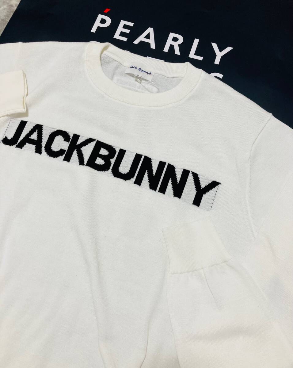 新品 パーリーゲイツ ジャックバニー クルーネック ニットプルオーバー(6)サイズLL/白 JACK BUNNY拍卖