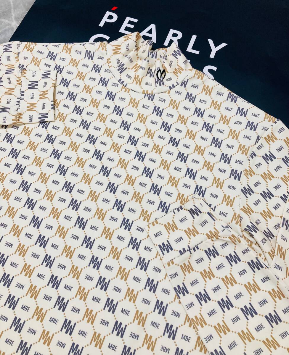 新品 パーリーゲイツ マスターバニー スムース裏起毛 ハイネックカットソー(6)サイズLL/白 MASTER BUNNY モノグラム柄 24200拍卖