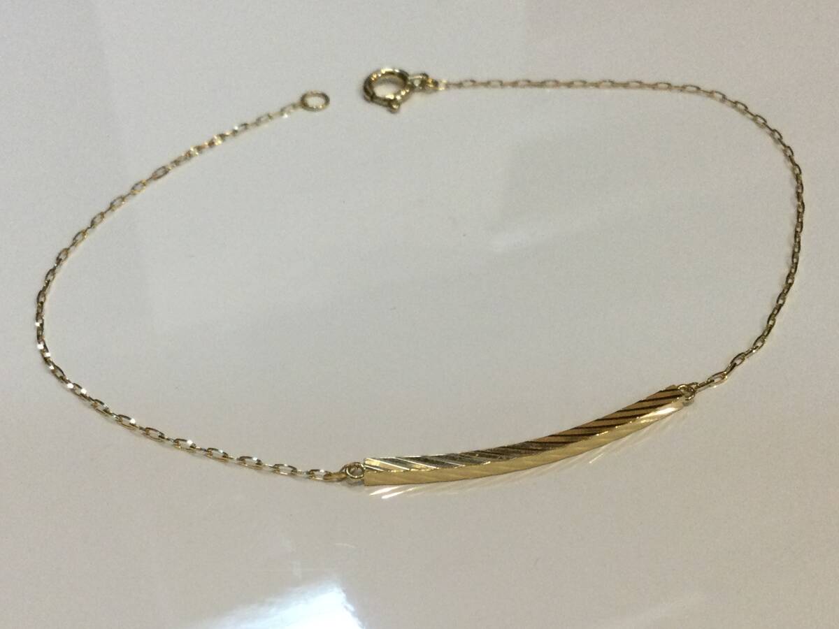 【新品】K18 YG スマイル デザインブレスレット 18金 イエローゴールド 地金 アクセサリー☆未使用拍卖