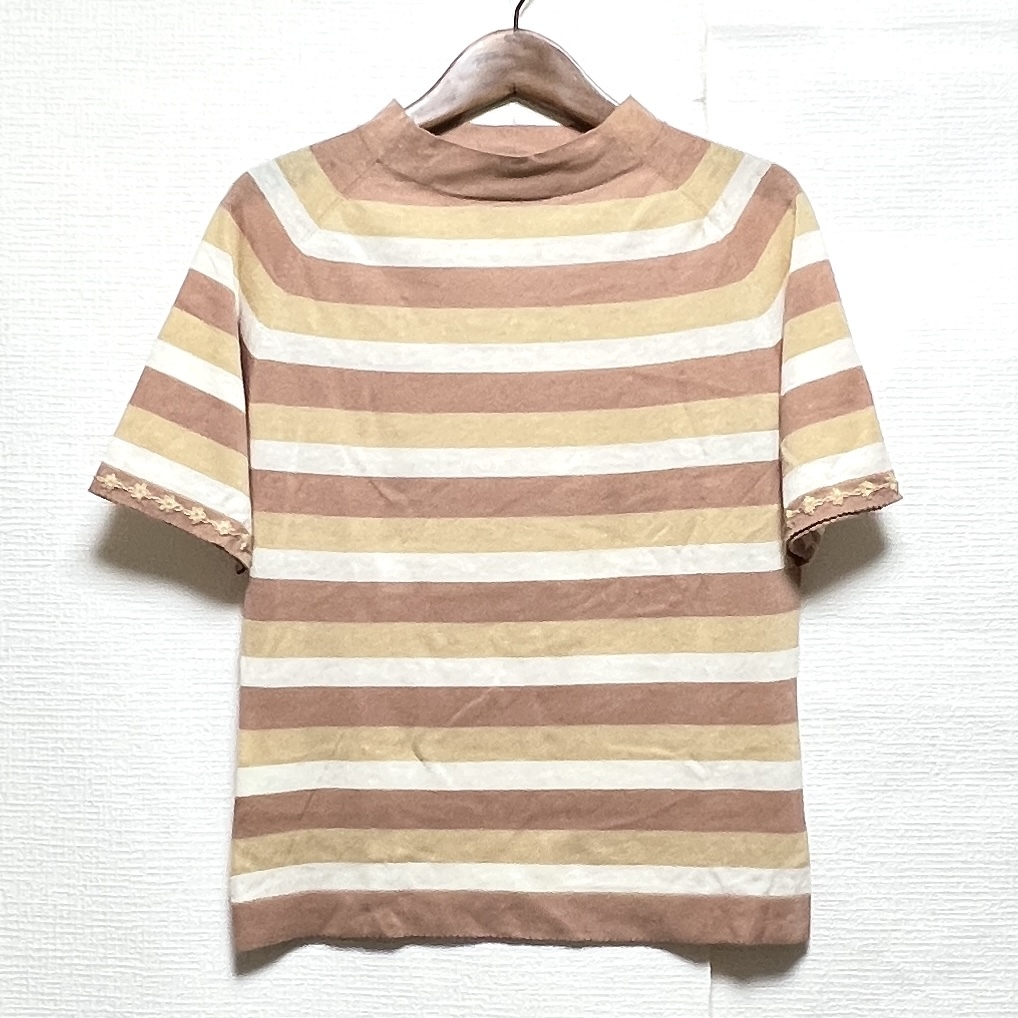 即決 ジユウク 自由区 半袖カットソー ボーダー柄 サイズ38 ベージュ系 ゆうパケットポスト可 (918398)拍卖